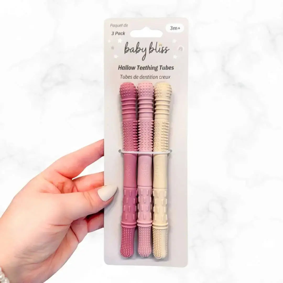 Baby Bliss - Hallow Teething Tubes - Dusty Teal, Sage & Soft Sage