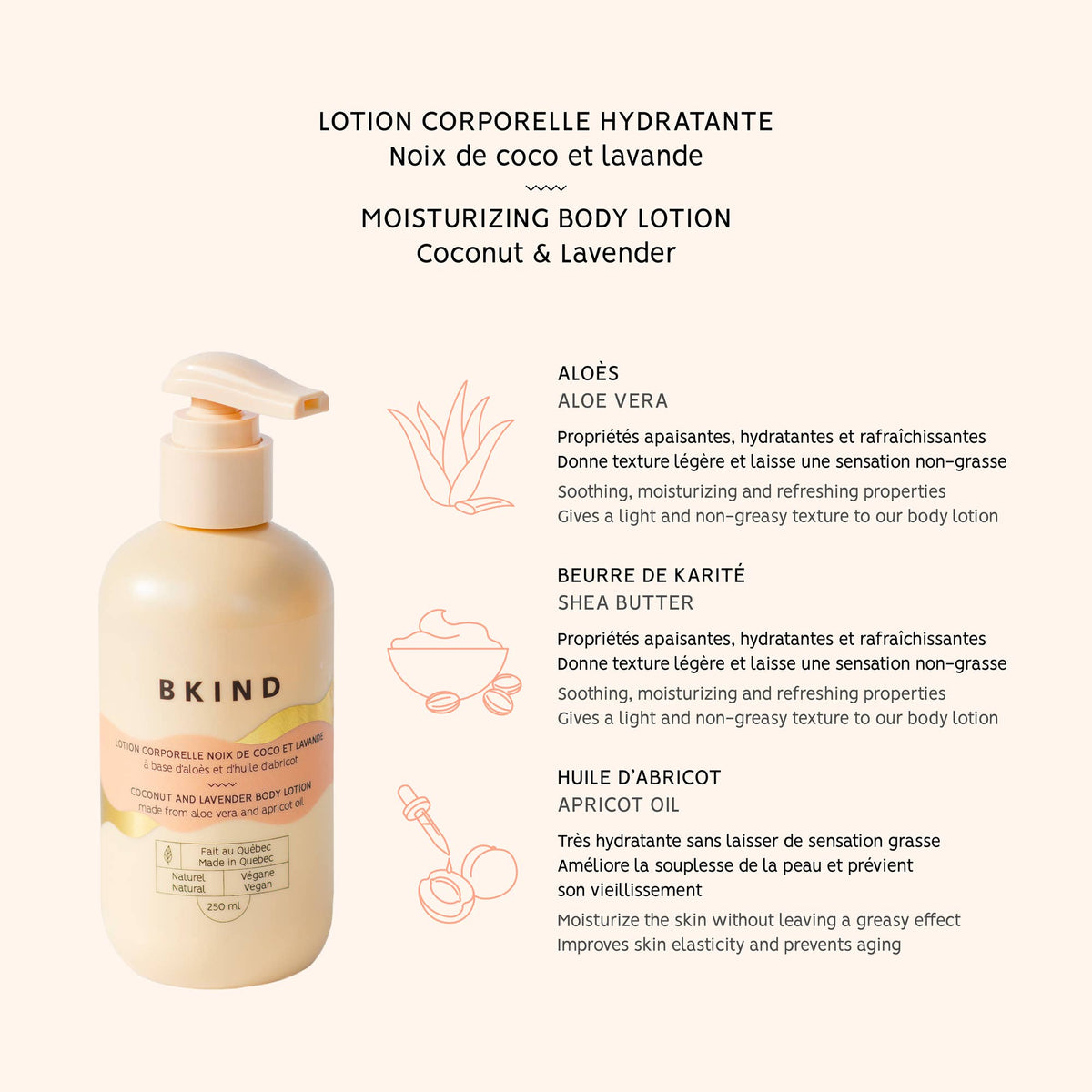 BKIND - Moisturizing body lotion - Coconut & lavender
