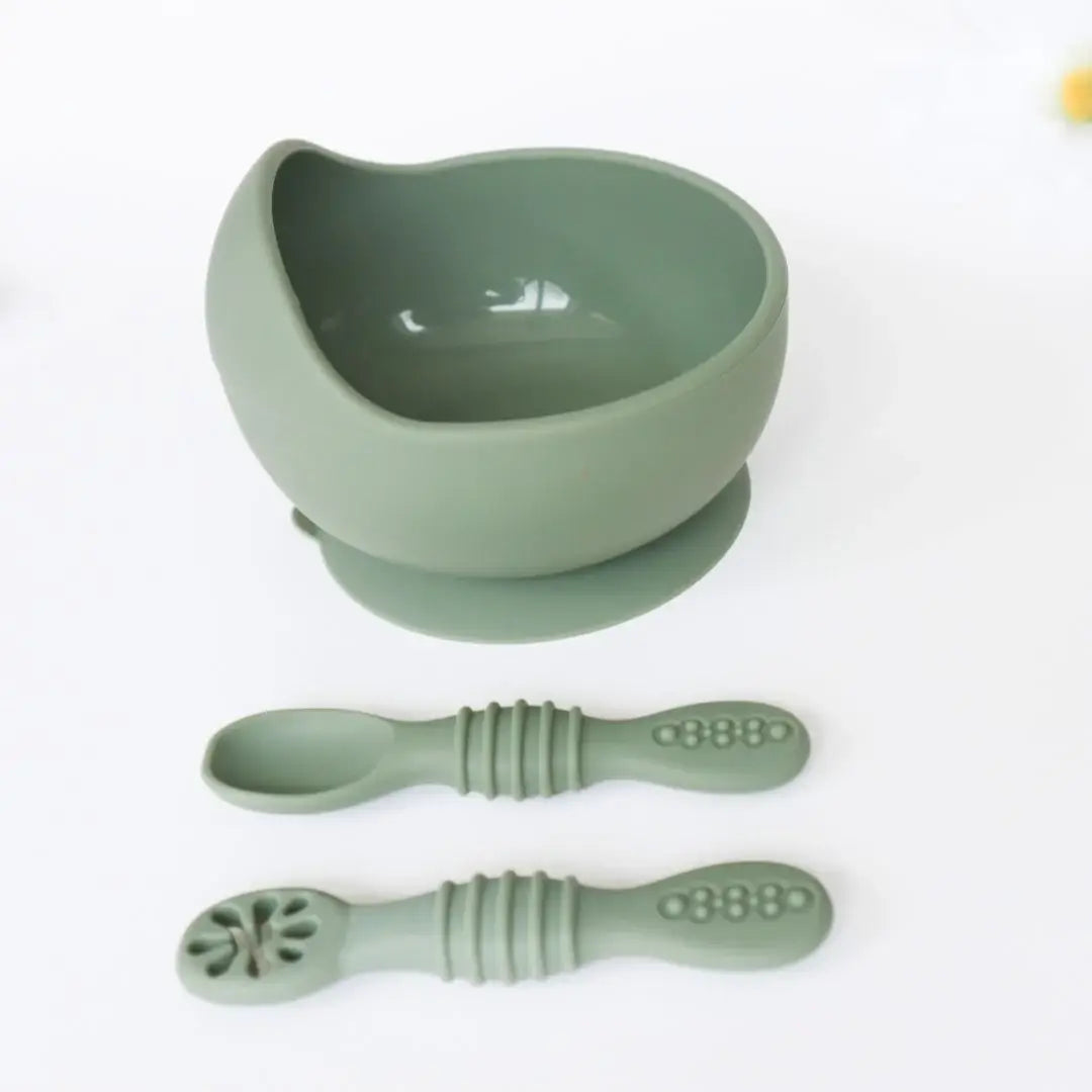 Baby Bliss - Suction Bowl & Training Spoons - Sage