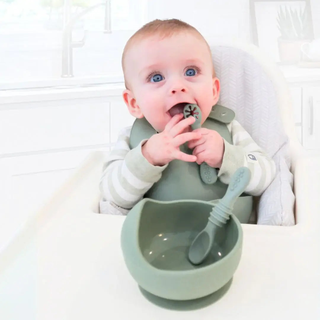 Baby Bliss - Suction Bowl & Training Spoons - Sage