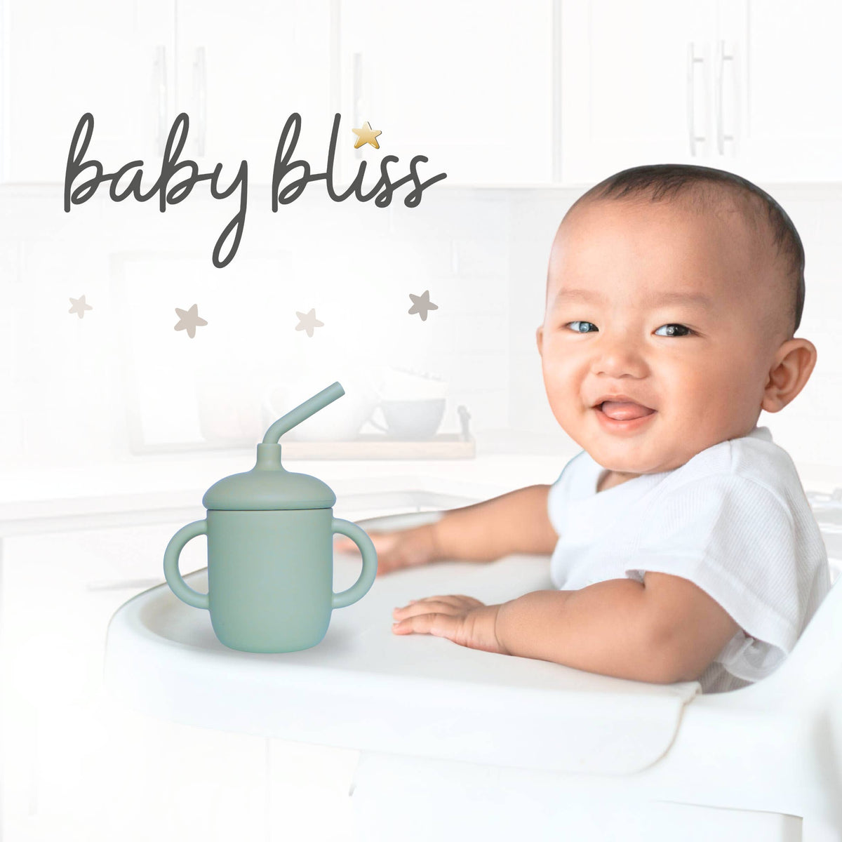 Baby Bliss - Sippy Cup with Straw, Spill-Proof & Anti-Stain - Sage
