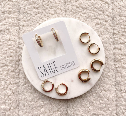 Saige Collective - Saige - Gold Plated CZ Huggie Hoop - assorted
