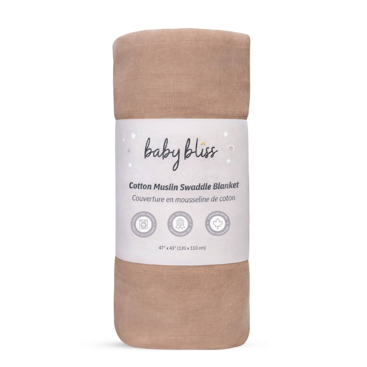 Baby Bliss - Muslin Swaddle Blanket - Caramel