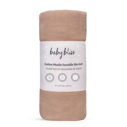 Baby Bliss - Muslin Swaddle Blanket - Caramel