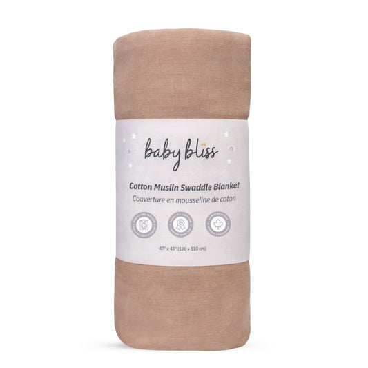 Baby Bliss - Muslin Swaddle Blanket - Caramel