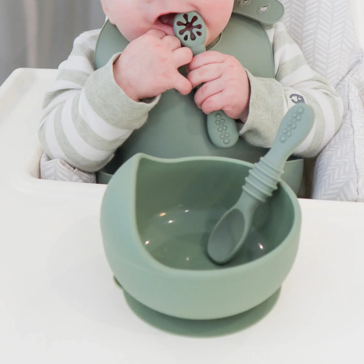 Baby Bliss - Suction Bowl & Training Spoons - Sage