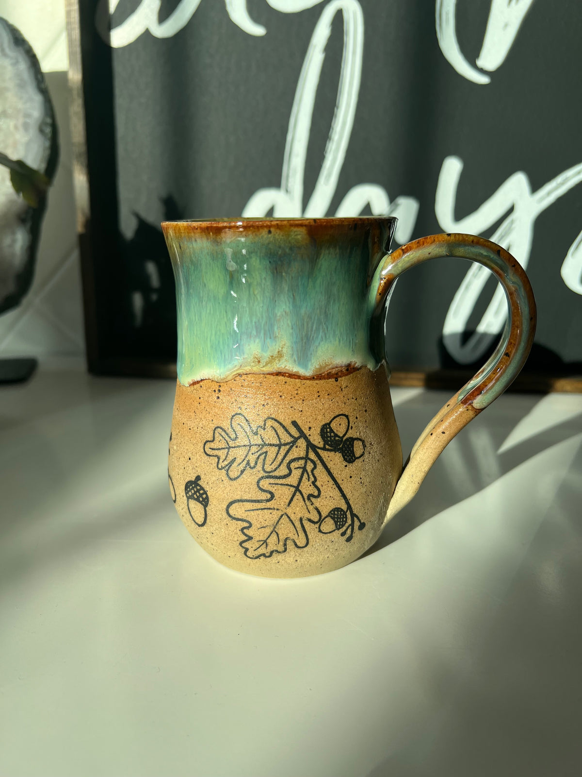Chick n Dee Pottery Mug Acorn & Leaves