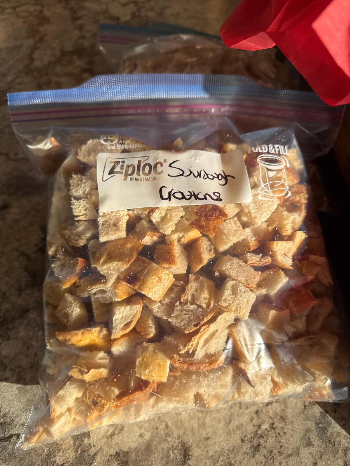 Sourdough croutons