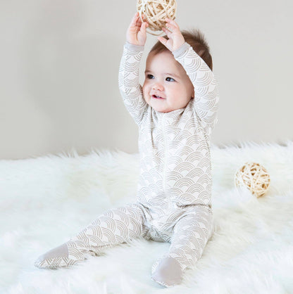 Bamboo Zip-up Footies Wobbly Wave