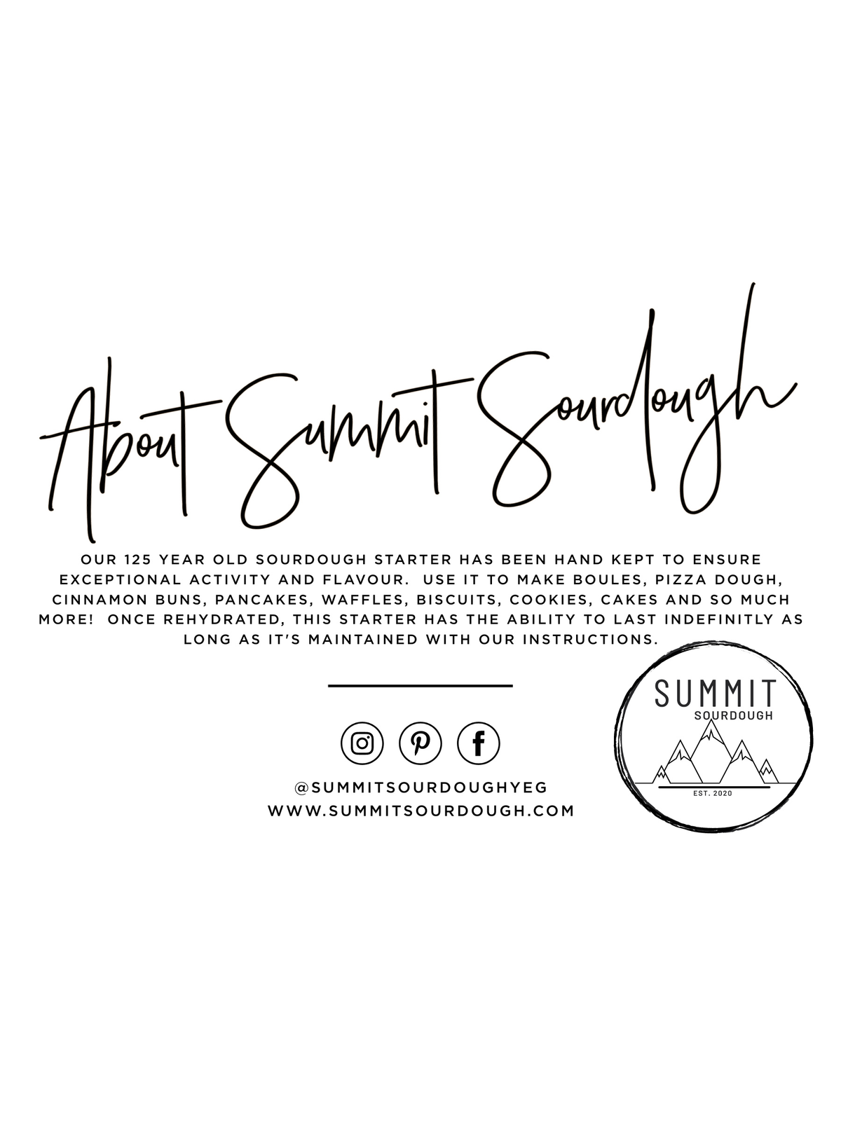 ORGANIC 130 Year Old Summit Sourdough Starter Kit