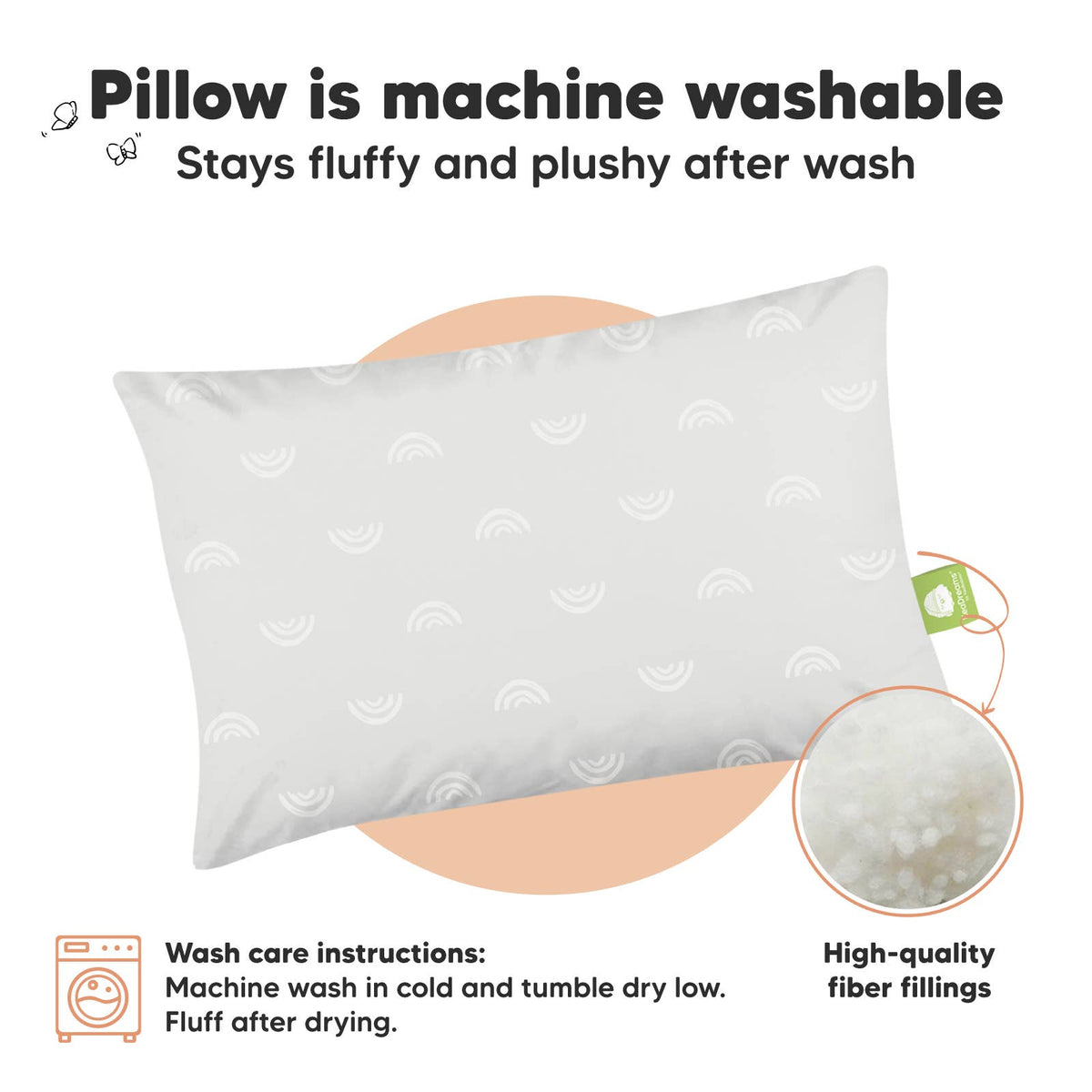 2-Pack Toddler Pillows for sleeping, 13X18