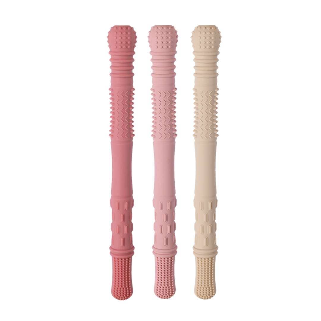 Baby Bliss - Hallow Teething Tubes - Dusty Rose/Dusty Pink/Almond
