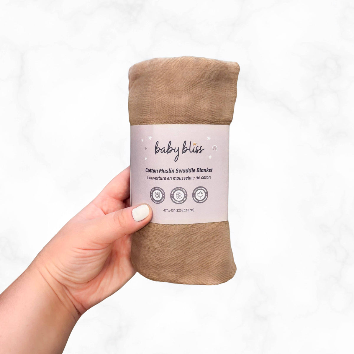 Baby Bliss - Muslin Swaddle Blanket - Caramel