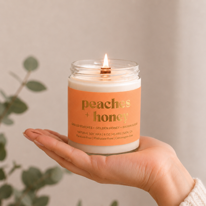 PEACHES & HONEY | 8OZ NON TOXIC SOY CANDLE
