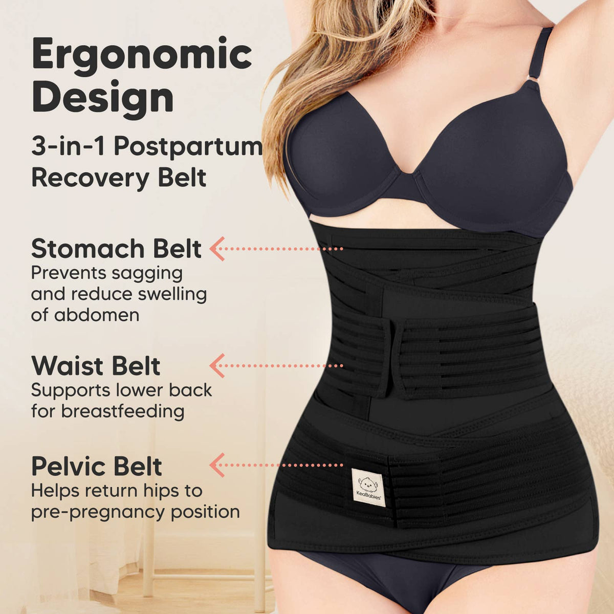 Revive 3 in 1 Postpartum Belt (Black,M/L)