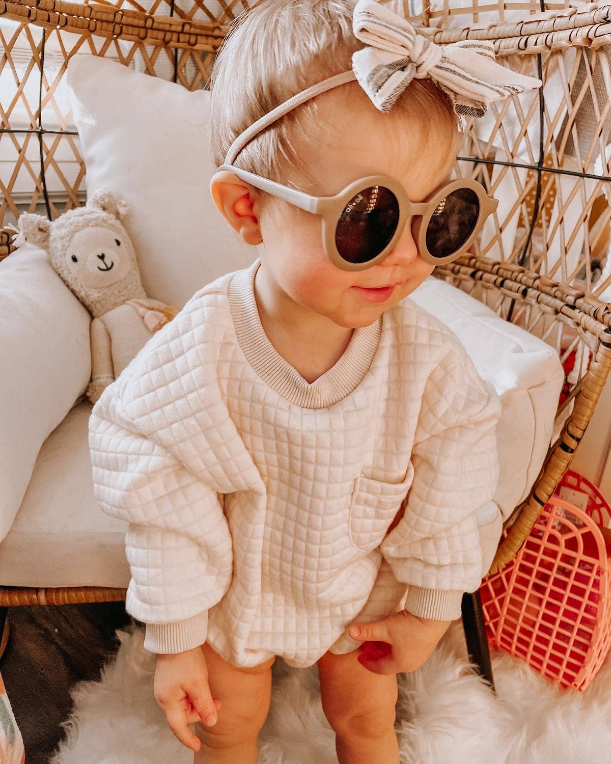 Taupe Kids Round Sunglasses