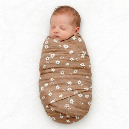 Baby Bliss - Bamboo Muslin Swaddle Blanket - Cinnamon Daisy