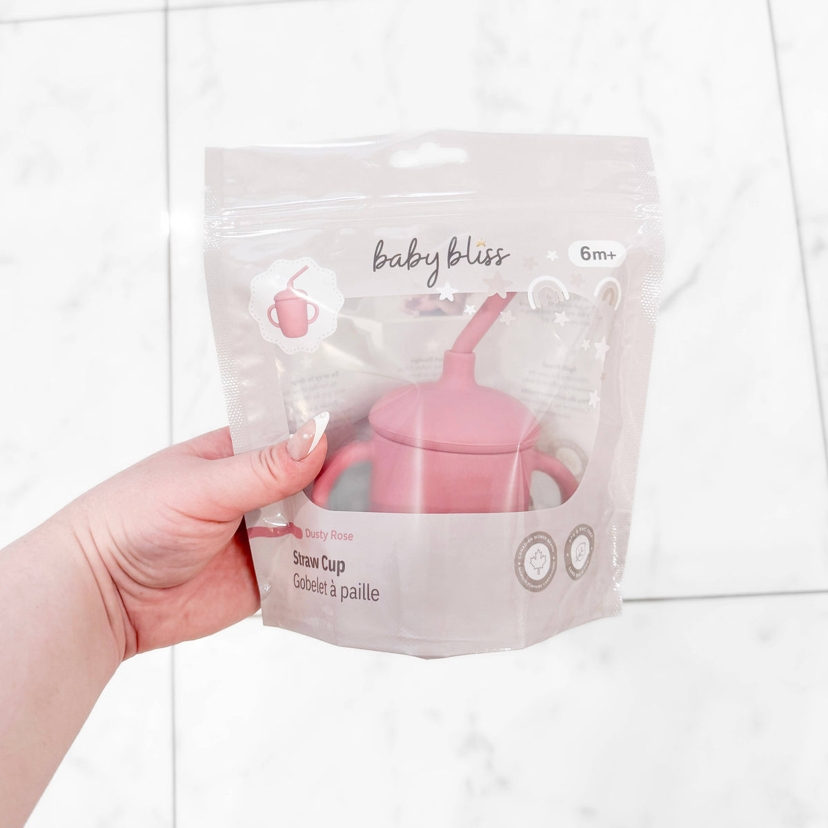 Baby Bliss - Sippy Cup with Straw, Spill-Proof & Anti-Stain - Dusty Rose