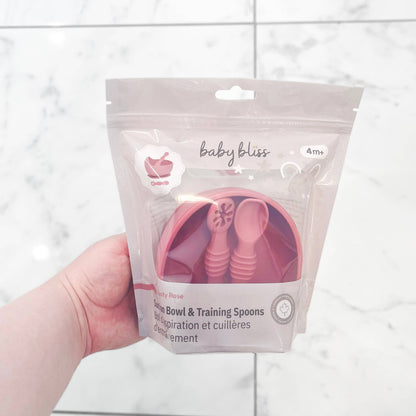 Baby Bliss - Suction Bowl & Training Spoons - Dusty Rose