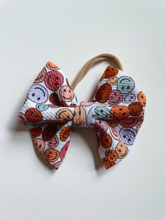 Smiley Baby Bow Headband